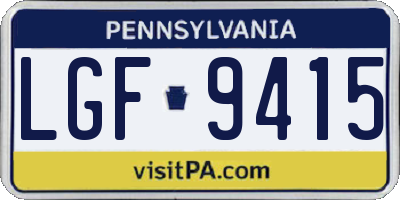 PA license plate LGF9415