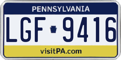 PA license plate LGF9416