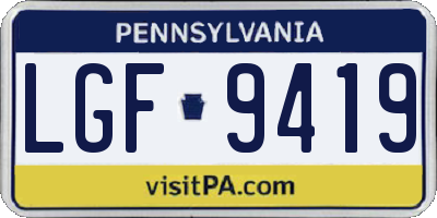 PA license plate LGF9419