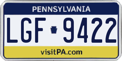 PA license plate LGF9422