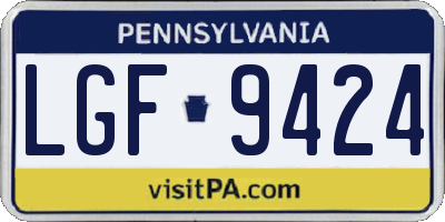 PA license plate LGF9424
