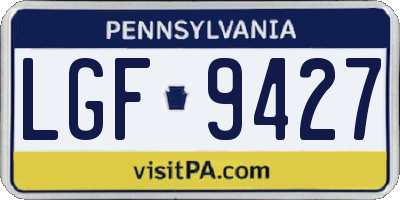 PA license plate LGF9427