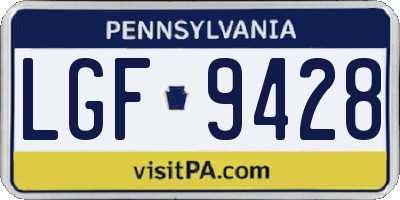 PA license plate LGF9428