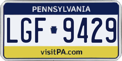 PA license plate LGF9429