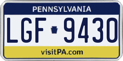 PA license plate LGF9430
