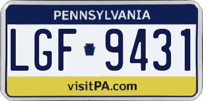 PA license plate LGF9431