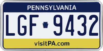 PA license plate LGF9432