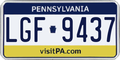 PA license plate LGF9437