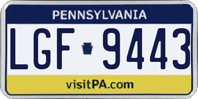 PA license plate LGF9443