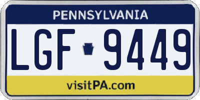 PA license plate LGF9449