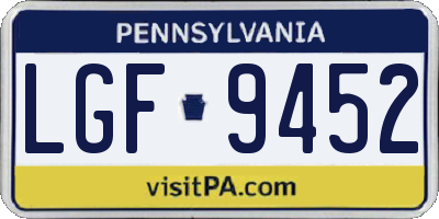 PA license plate LGF9452