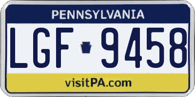 PA license plate LGF9458