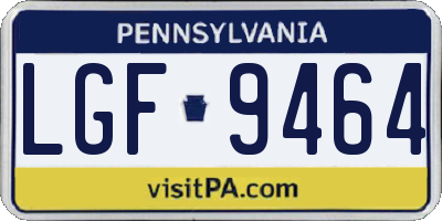 PA license plate LGF9464