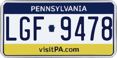 PA license plate LGF9478