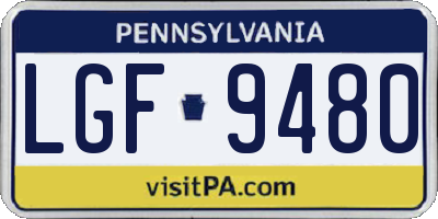 PA license plate LGF9480