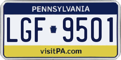 PA license plate LGF9501