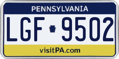 PA license plate LGF9502