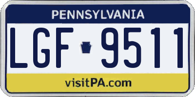 PA license plate LGF9511
