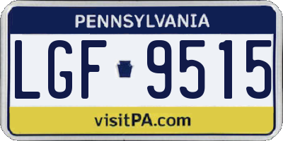 PA license plate LGF9515