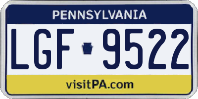 PA license plate LGF9522