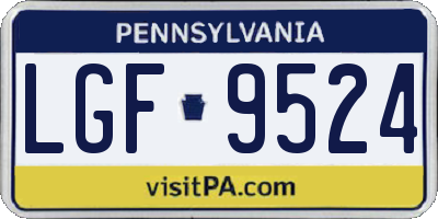 PA license plate LGF9524