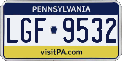PA license plate LGF9532