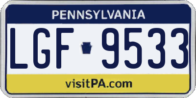 PA license plate LGF9533