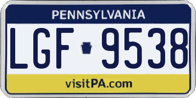 PA license plate LGF9538