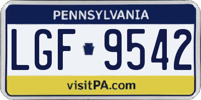 PA license plate LGF9542