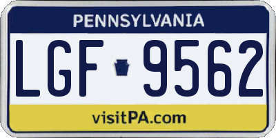 PA license plate LGF9562