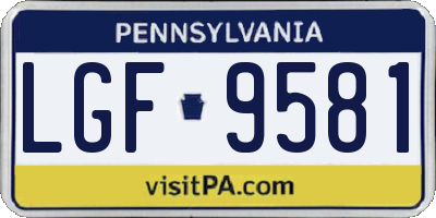 PA license plate LGF9581