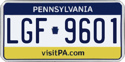 PA license plate LGF9601