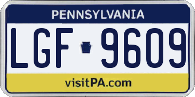 PA license plate LGF9609