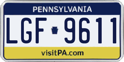PA license plate LGF9611