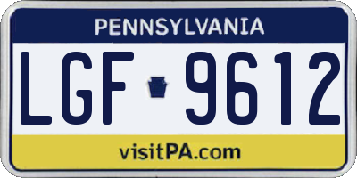 PA license plate LGF9612