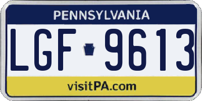 PA license plate LGF9613