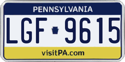 PA license plate LGF9615