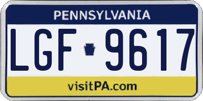 PA license plate LGF9617