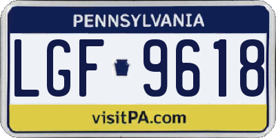 PA license plate LGF9618