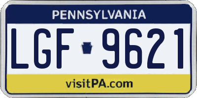 PA license plate LGF9621