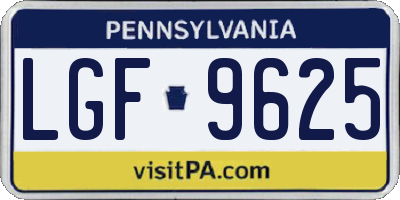 PA license plate LGF9625