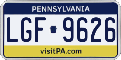 PA license plate LGF9626
