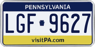 PA license plate LGF9627