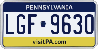 PA license plate LGF9630