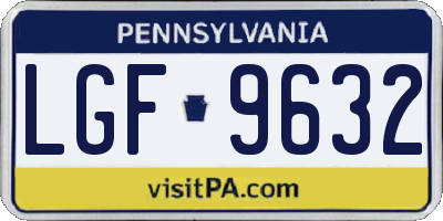 PA license plate LGF9632