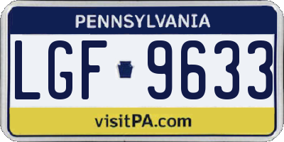 PA license plate LGF9633
