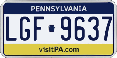 PA license plate LGF9637