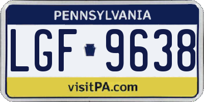 PA license plate LGF9638