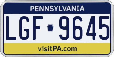 PA license plate LGF9645