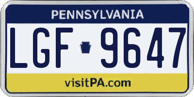 PA license plate LGF9647